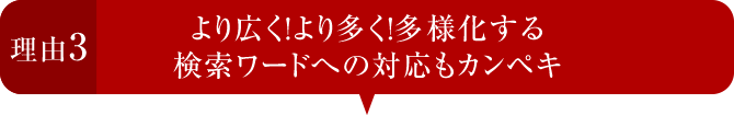 理由3 より広く!より多く!多様化する検索ワードへの対応もカンペキ